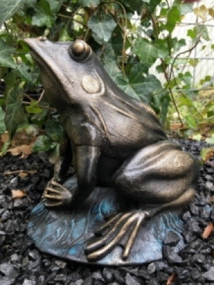 Prächtiger, großer, bronzefarbener Frosch aus Gusseisen!